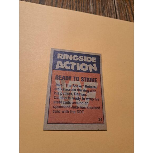 Vintage 1987 WWF Jake The Snake Roberts Ready To Strike Trading Card 24 Topps - Picture 3 of 4